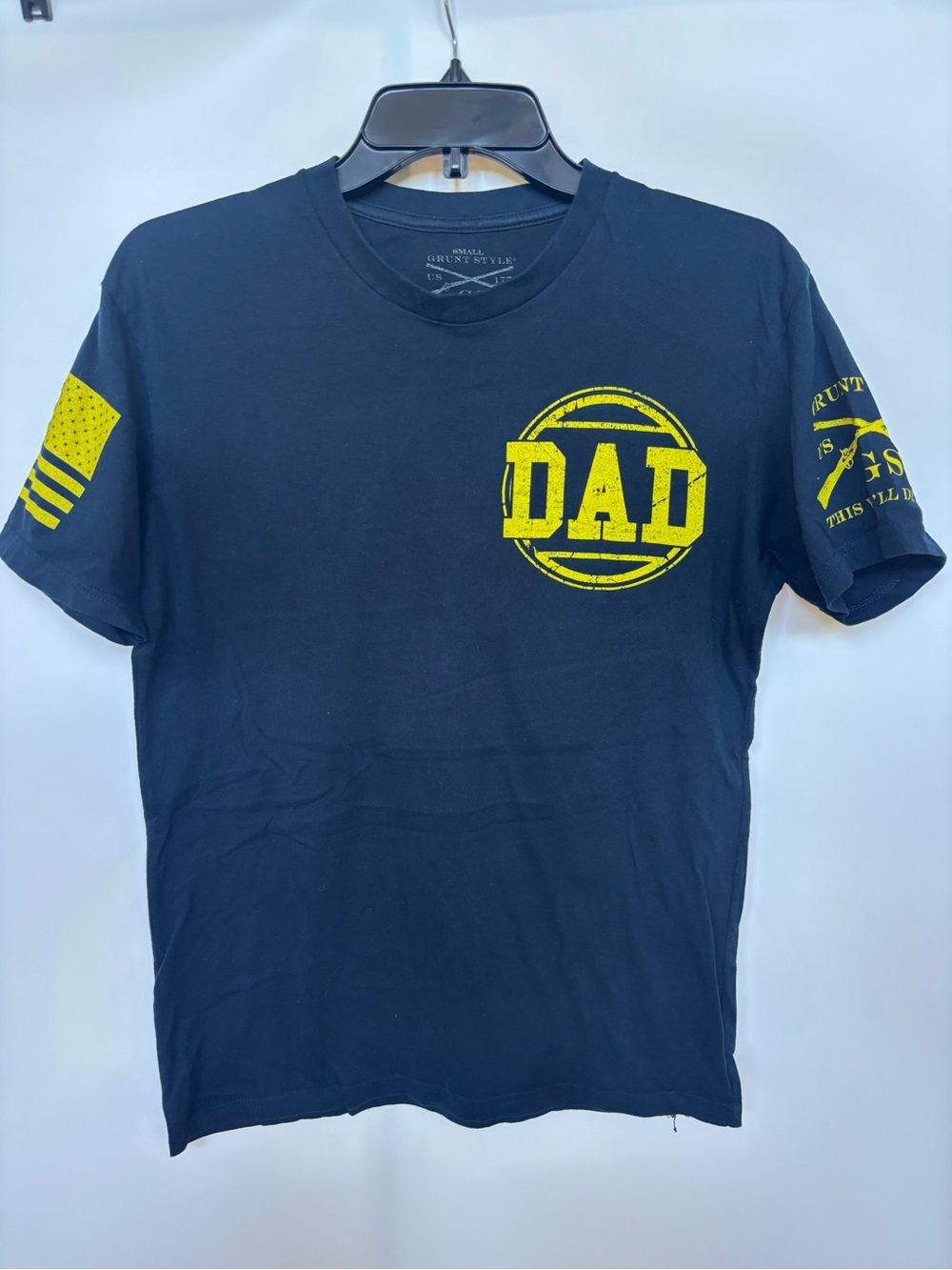 Grunt Style Dad Defends Against Douchebags Graphic Tee S Navy Yellow
